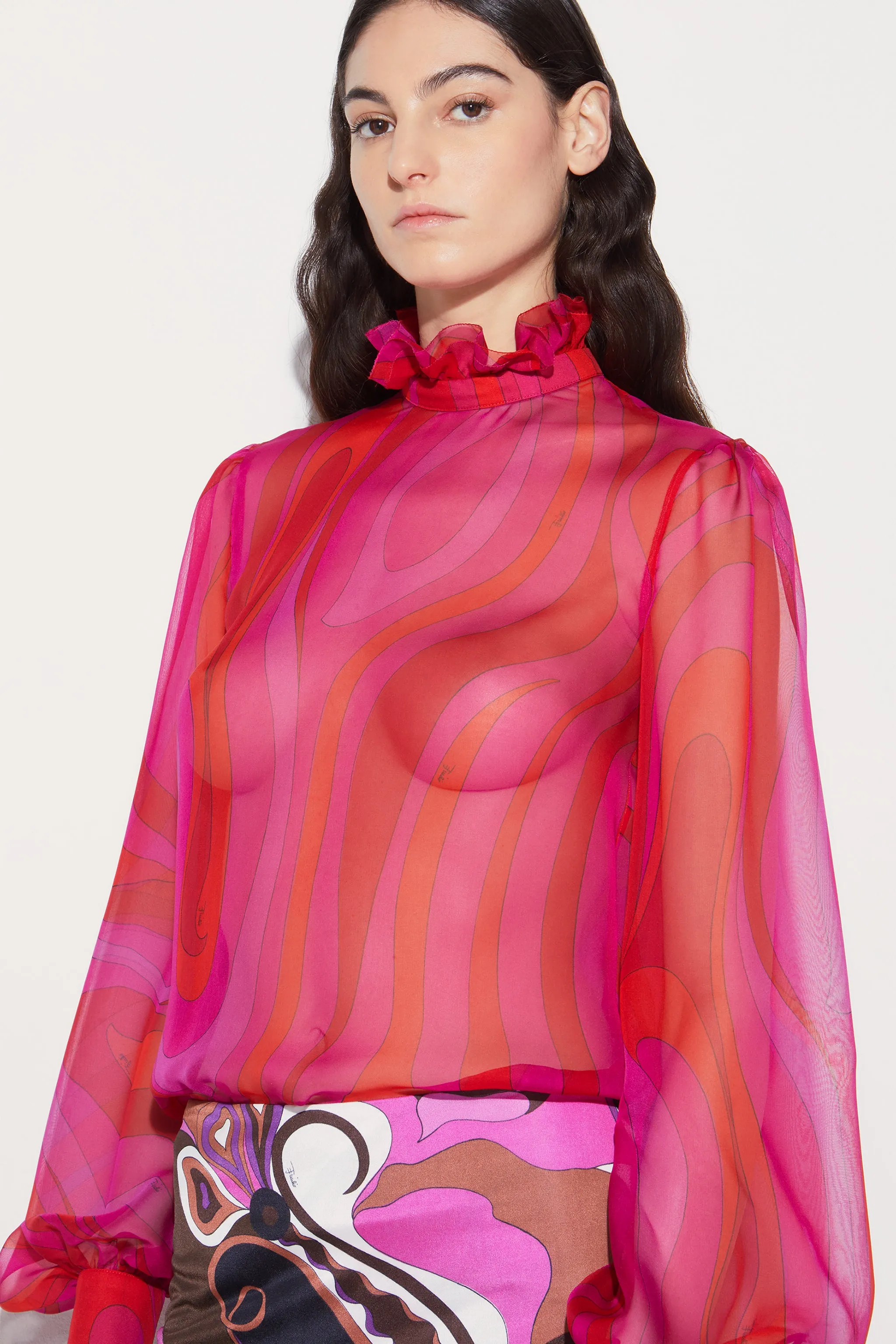 Marmo-Print Silk Top