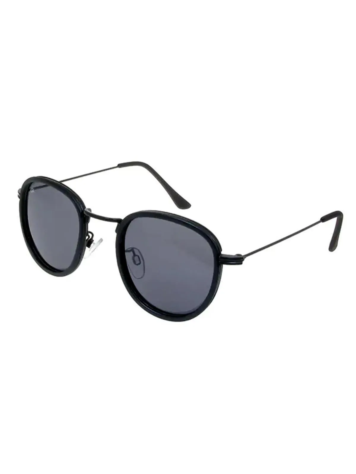 Matte Black Polarised Round Retro Sunglasses