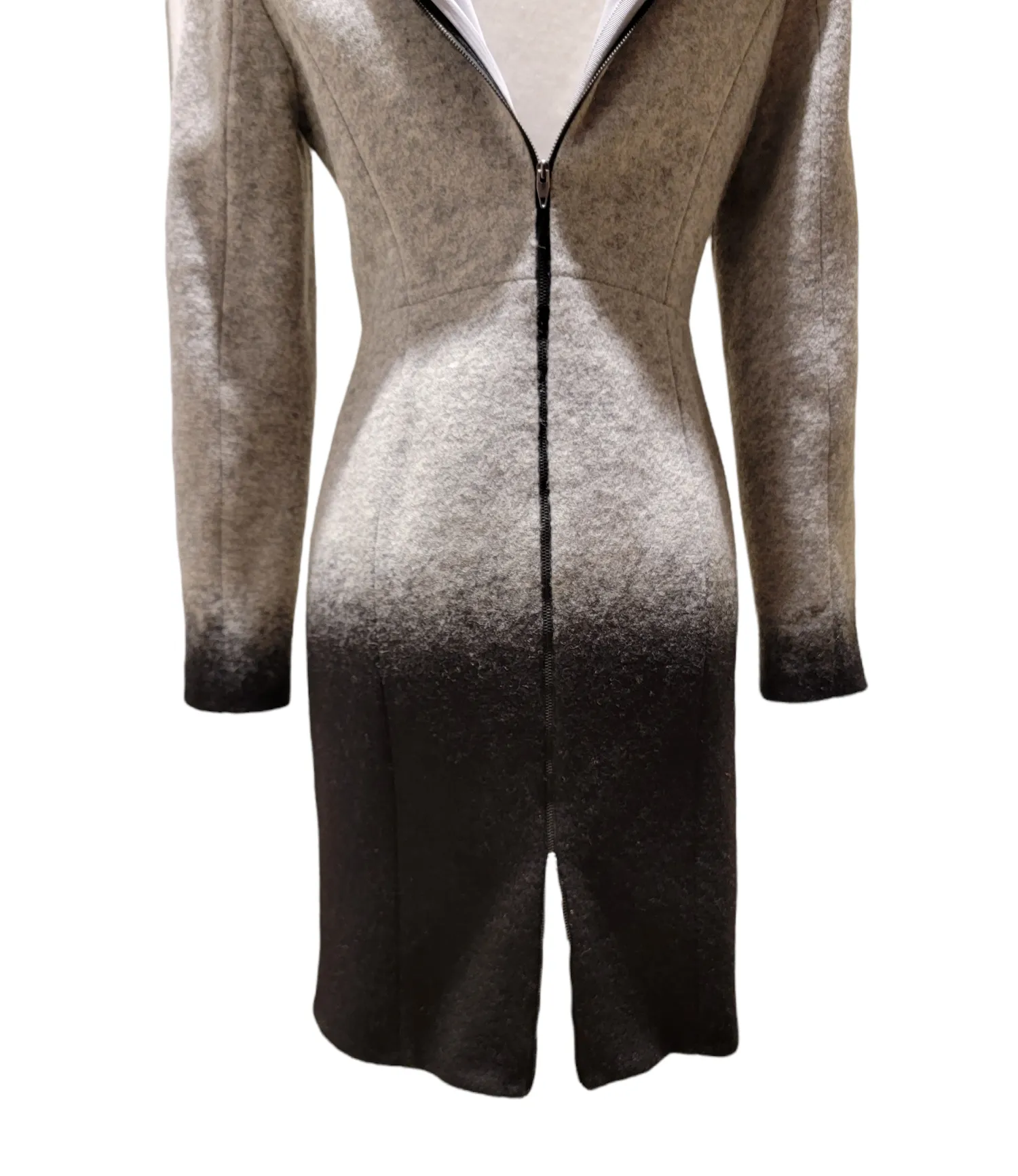 MAZZA Collezioni Gray and Black Ombre Wool Dress