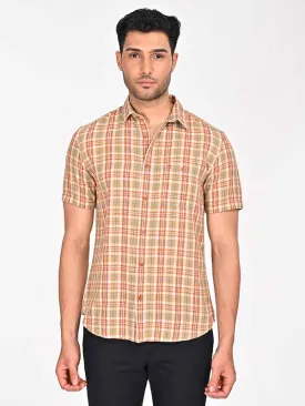 Men Checked Half Sleeve Cotton Blend Shirt