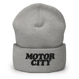 Motor City Embroidered Cuffed Beanie - Gray / Black