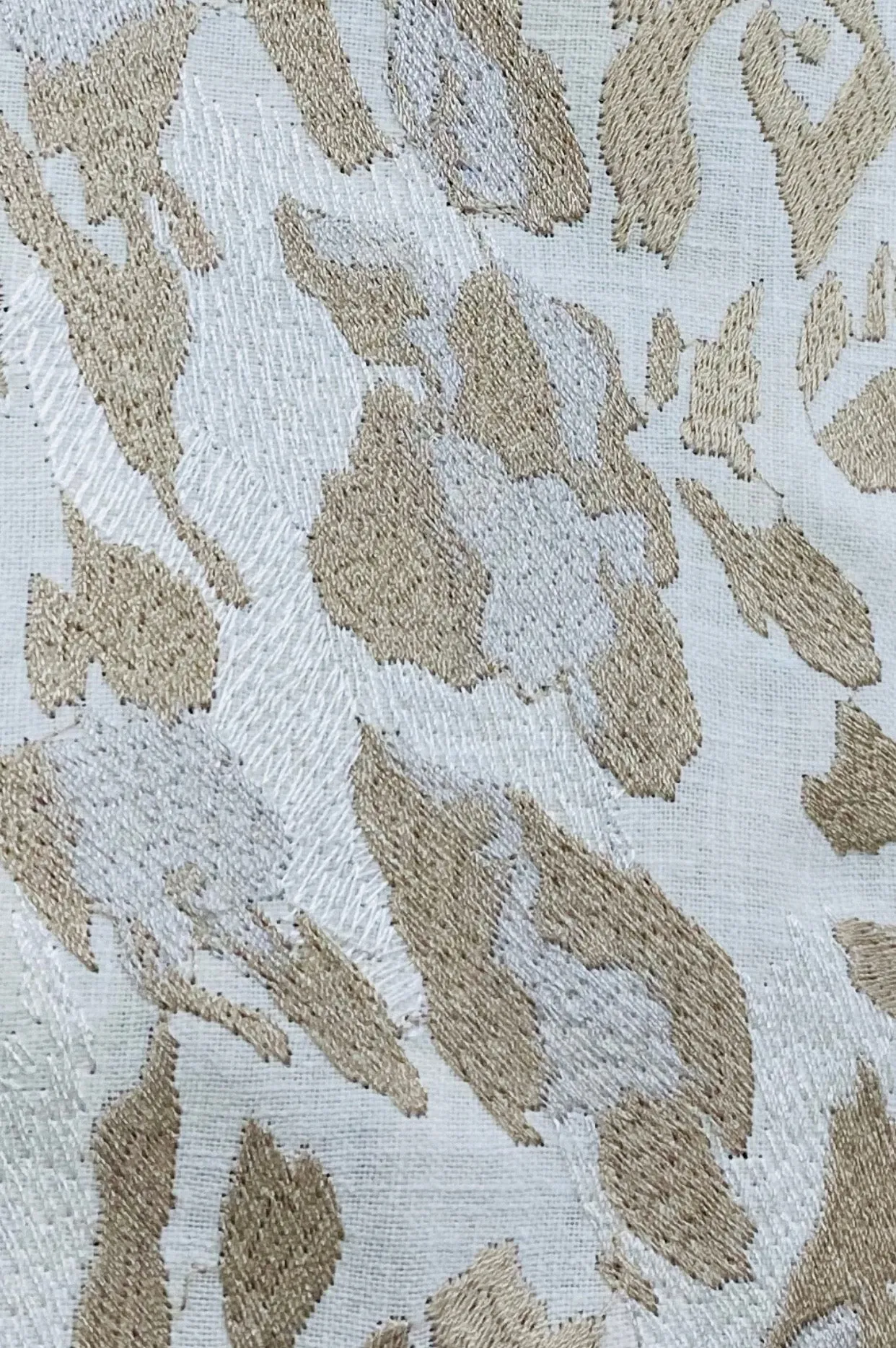 NEW Prince Stanley Novelty Embroidered Leopard Decorating Fabric in White & Beige