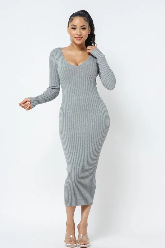 Off Shoulder Ribbed Bodycon Dress