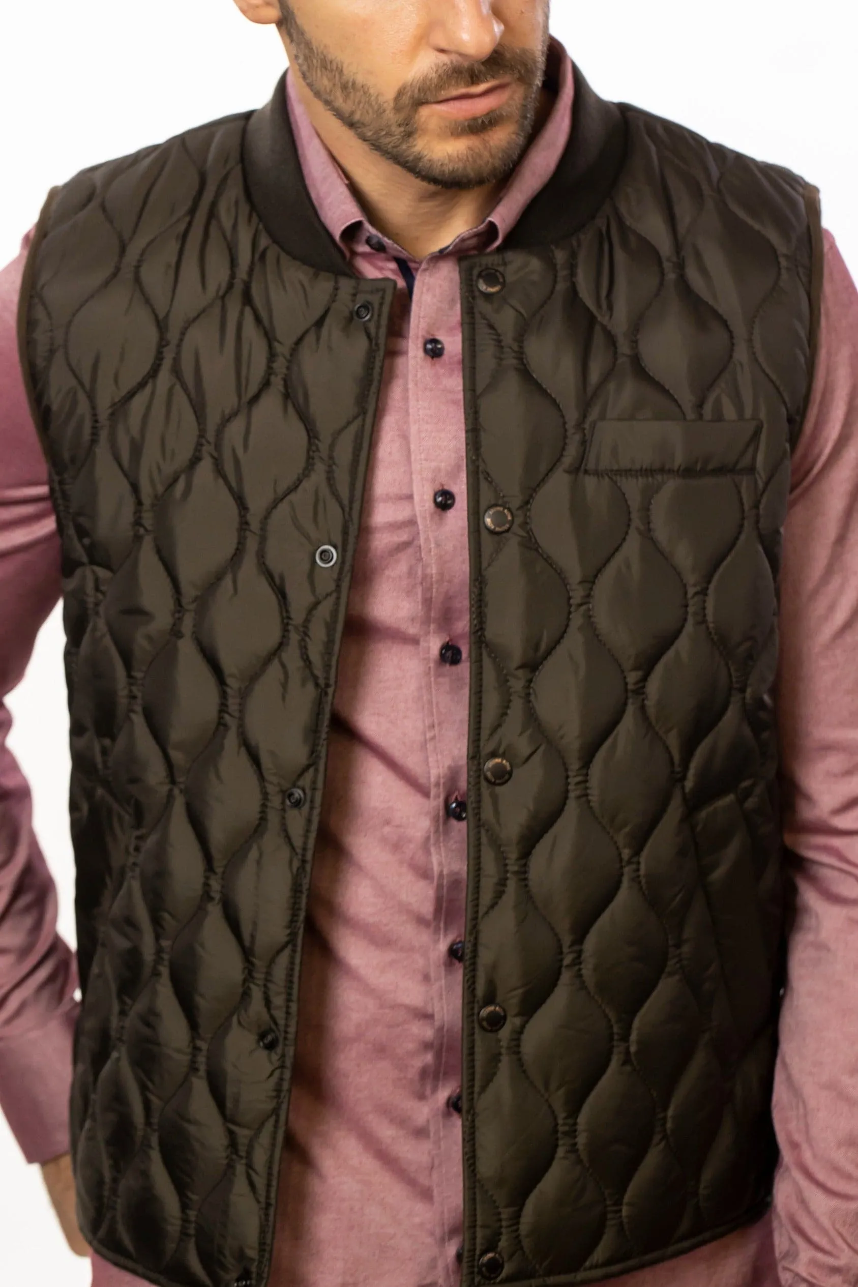 Olive Quilted Puffer Vest