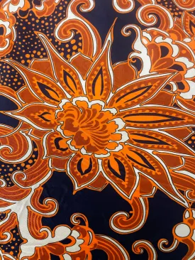 Paisley Print Rayon Jersey - Orange, Black& Off-white