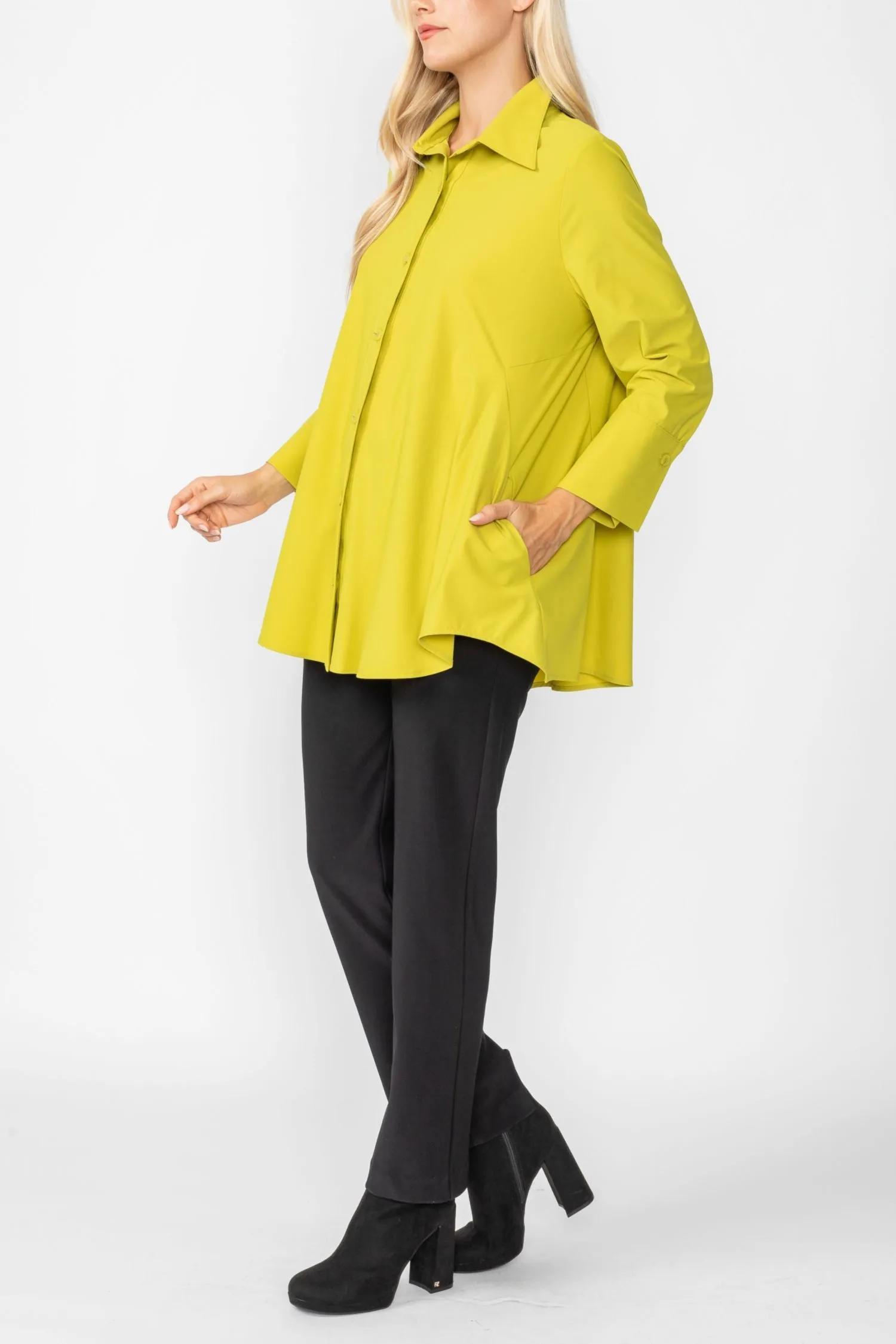 Pear Fold Down Collar Blouse