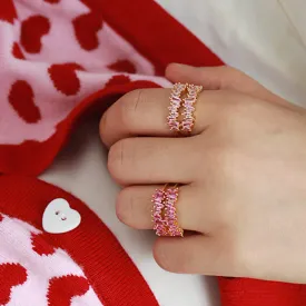 Pink Double-Layered Open Ring