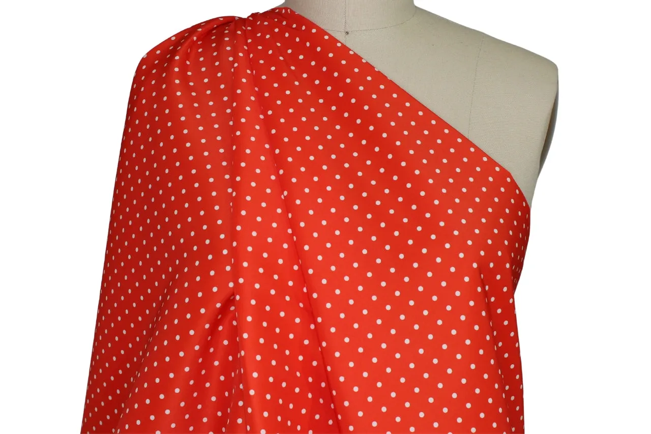 Polka Dot Raincoating - Tomato/White