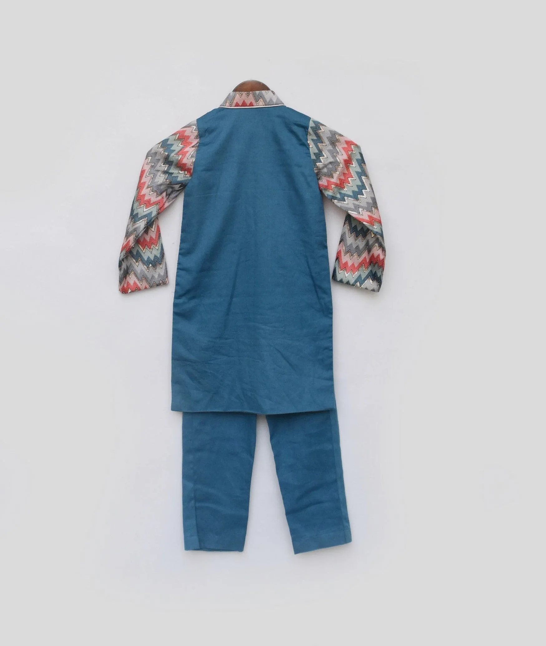 Pre Order: Blue Zik Zak Kurta with Pant