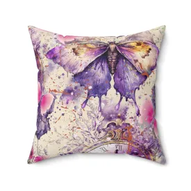 Purple floral Spun Polyester Square Pillow