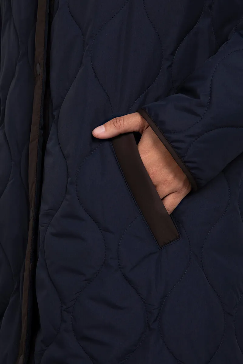 Quilted Snap It Jacket | Navy