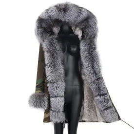 Real Rabbit Fur Hooded Coat for Women - Luxury Winter Jacket | Lavelache