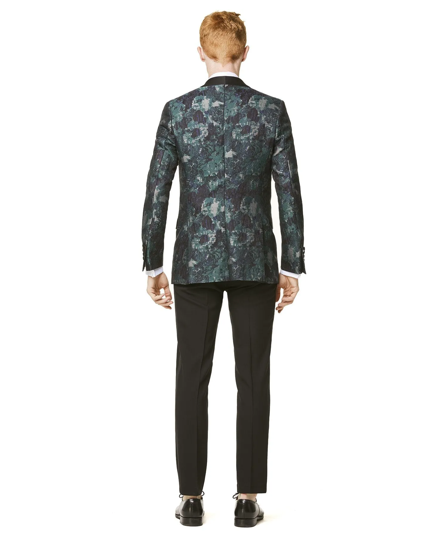 Silk Watercolor Jacquard Sutton Shawl Collar  Dinner Jacket in Green