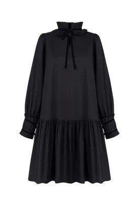 Simone Black Cotton Dress