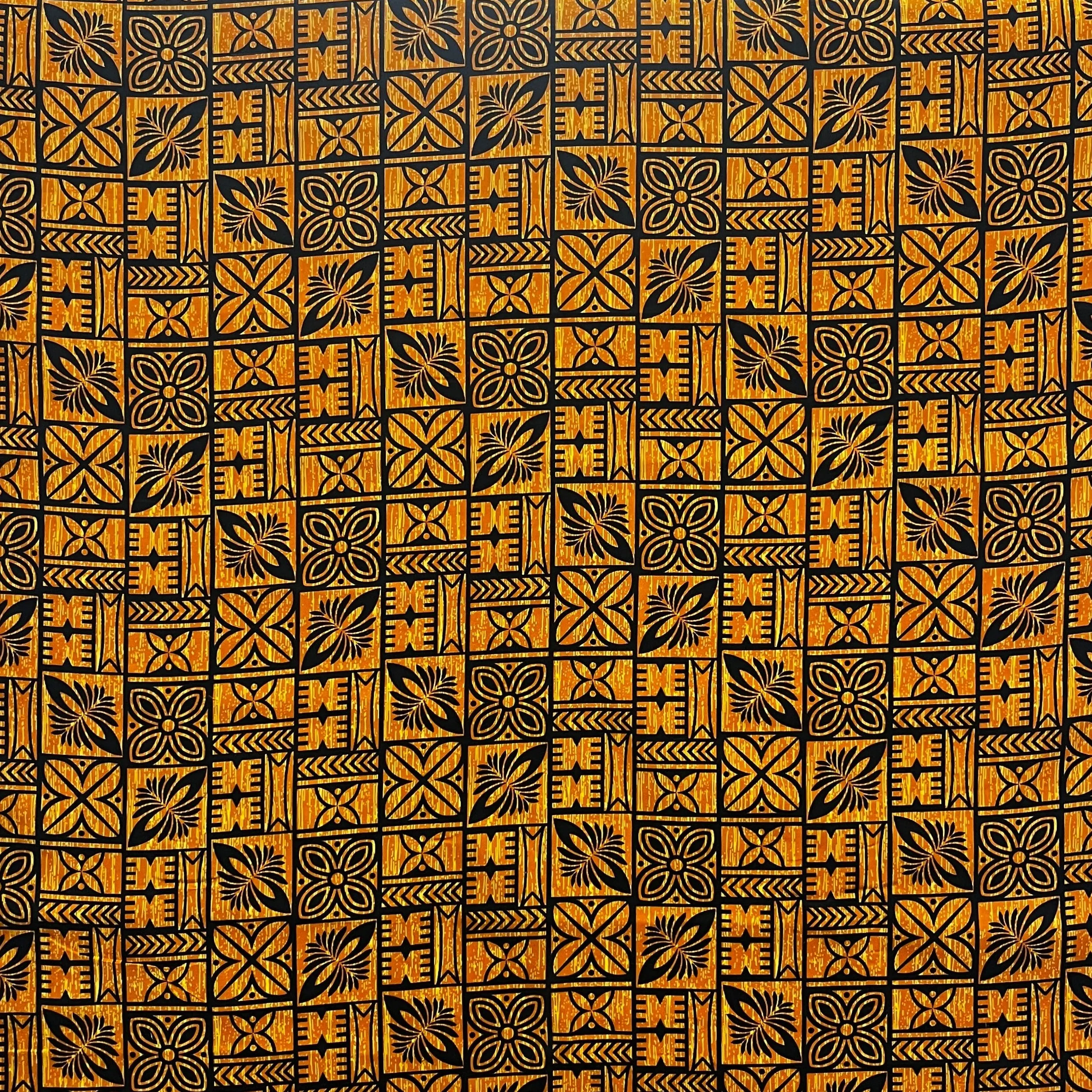 Traditional Polynesian Tapa Pattern Fabric | Cotton