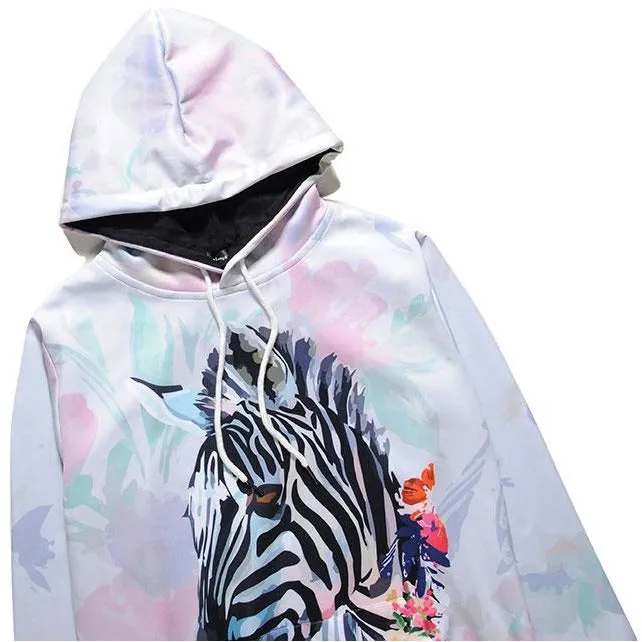 Unisex Zebra 3D Pattern Hoodie