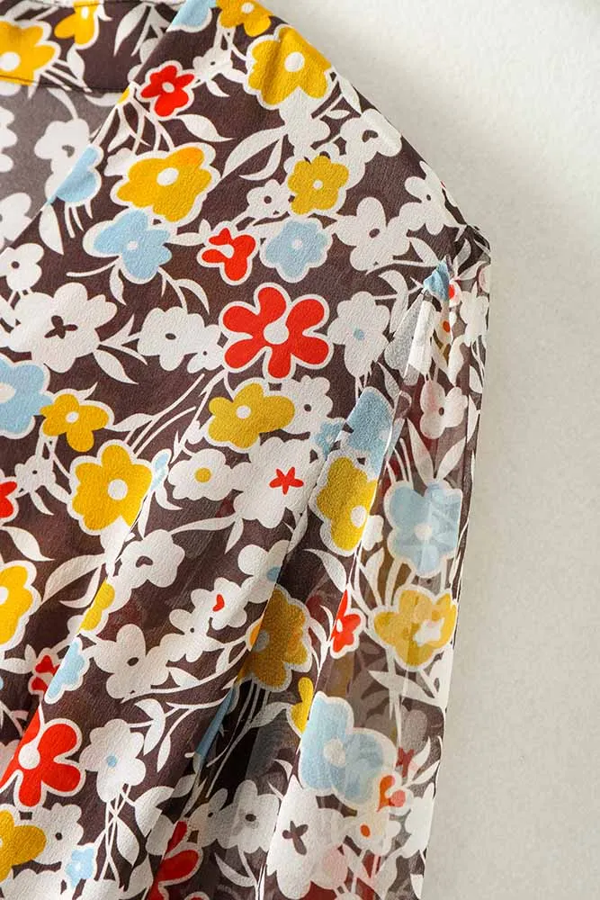 Vintage Floral Silk Dress – Bright Blossoms for Summer