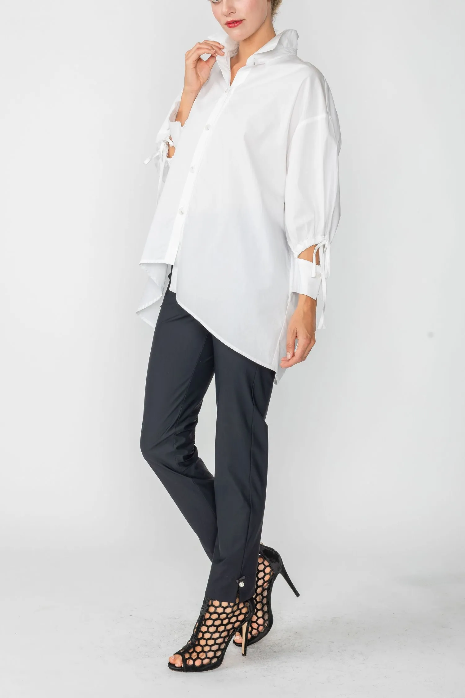 White Button-Front Oversized Shirt