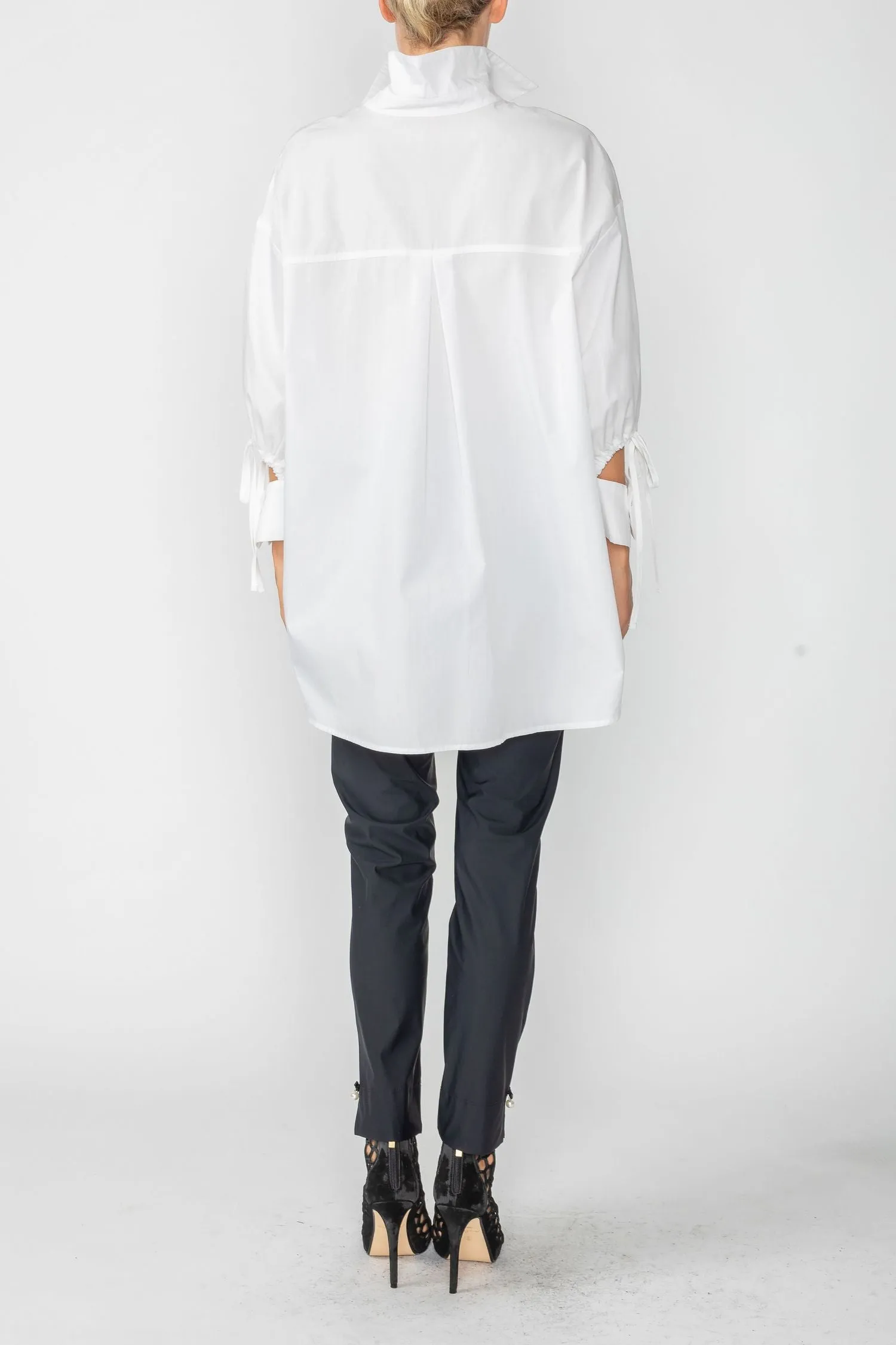 White Button-Front Oversized Shirt