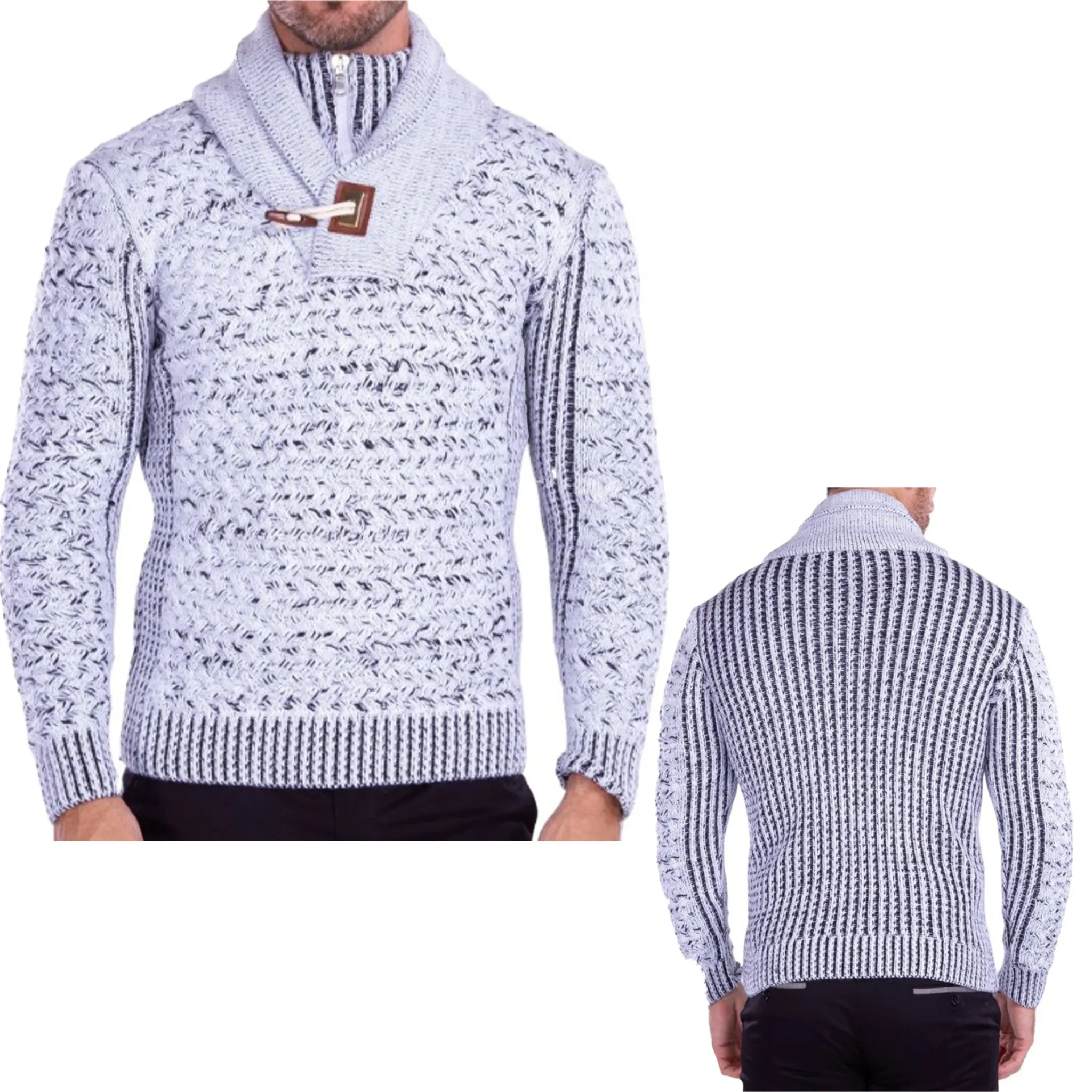 White Cowl Neck Men's Sweater