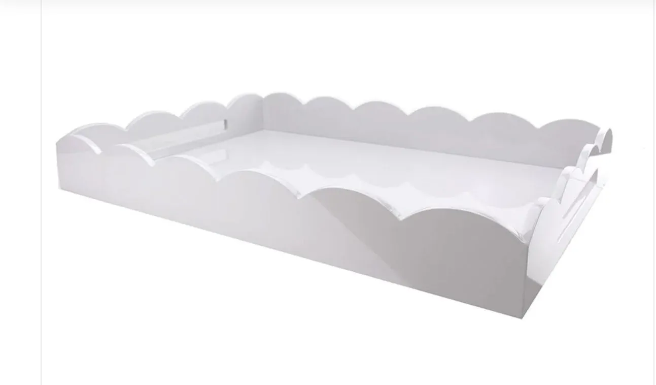 White Scalloped Tray Large-TR3000 : 27